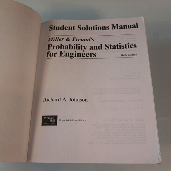 Probability and Statistics for Engineers Student Solution Manual 6th Ed 2001 PB - Picture 4 of 9